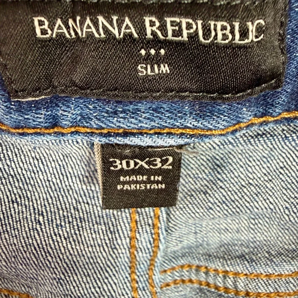 Banana Republic Slim‎ Medium Wash Distressed Denim Jeans Mens Size 30x32
